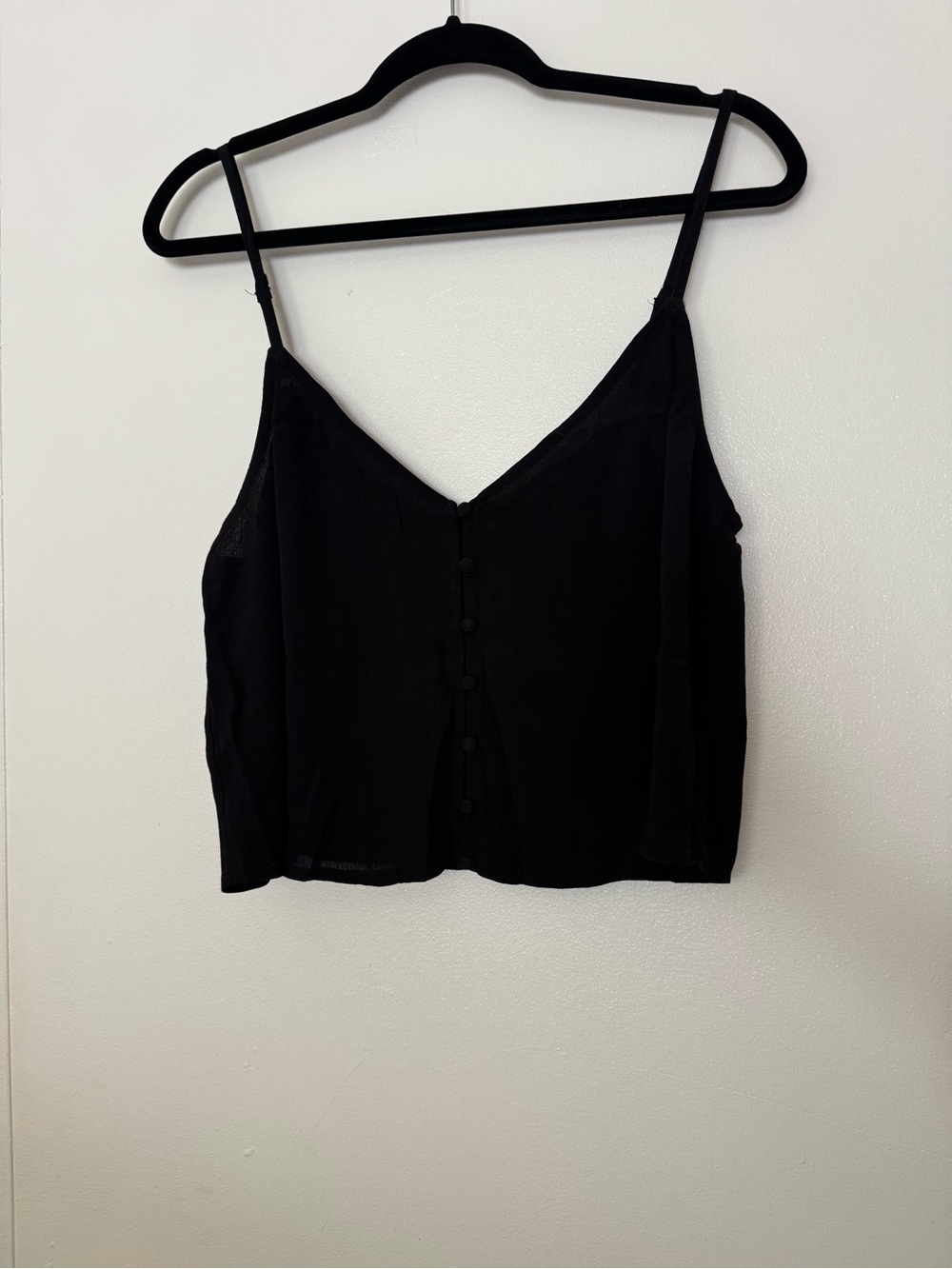 Forever 21 Black Button-Front Spaghetti Strap Crop Camisole